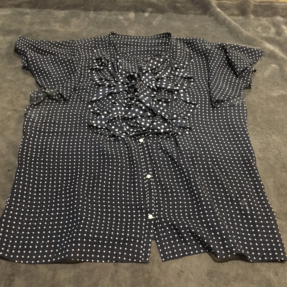 Polka dot button up sheer blouse